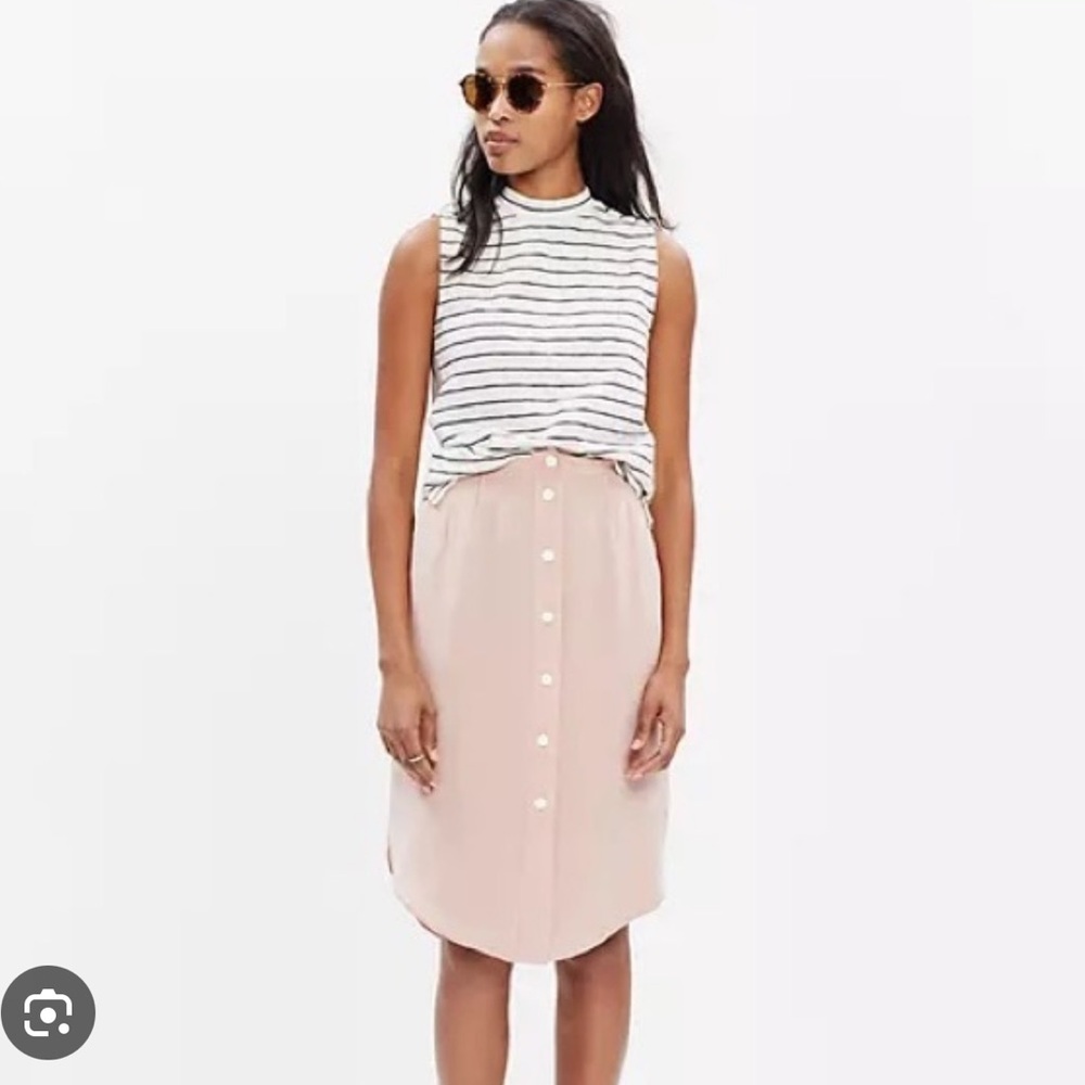 Madewell 100% Silk Island Button-Front Skirt